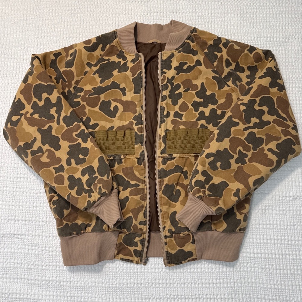 Fieldline Vintage Duck Camo Bomber Jacket 3M Thinsulate Made in USA Mens XL
